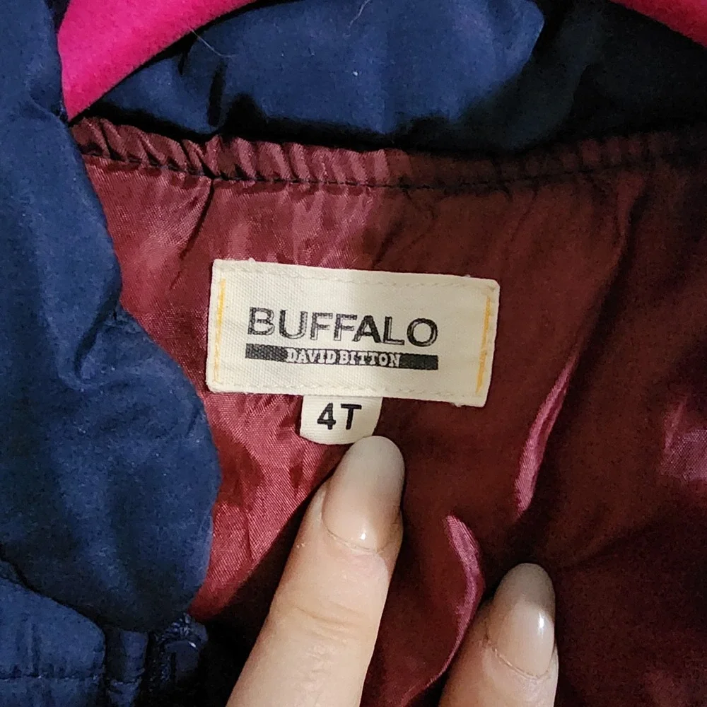 Buffalo David Bitton Boys Navy Blue Quilted Puffer Vest Size 4T Burgundy Lining - Picture 2 of 6